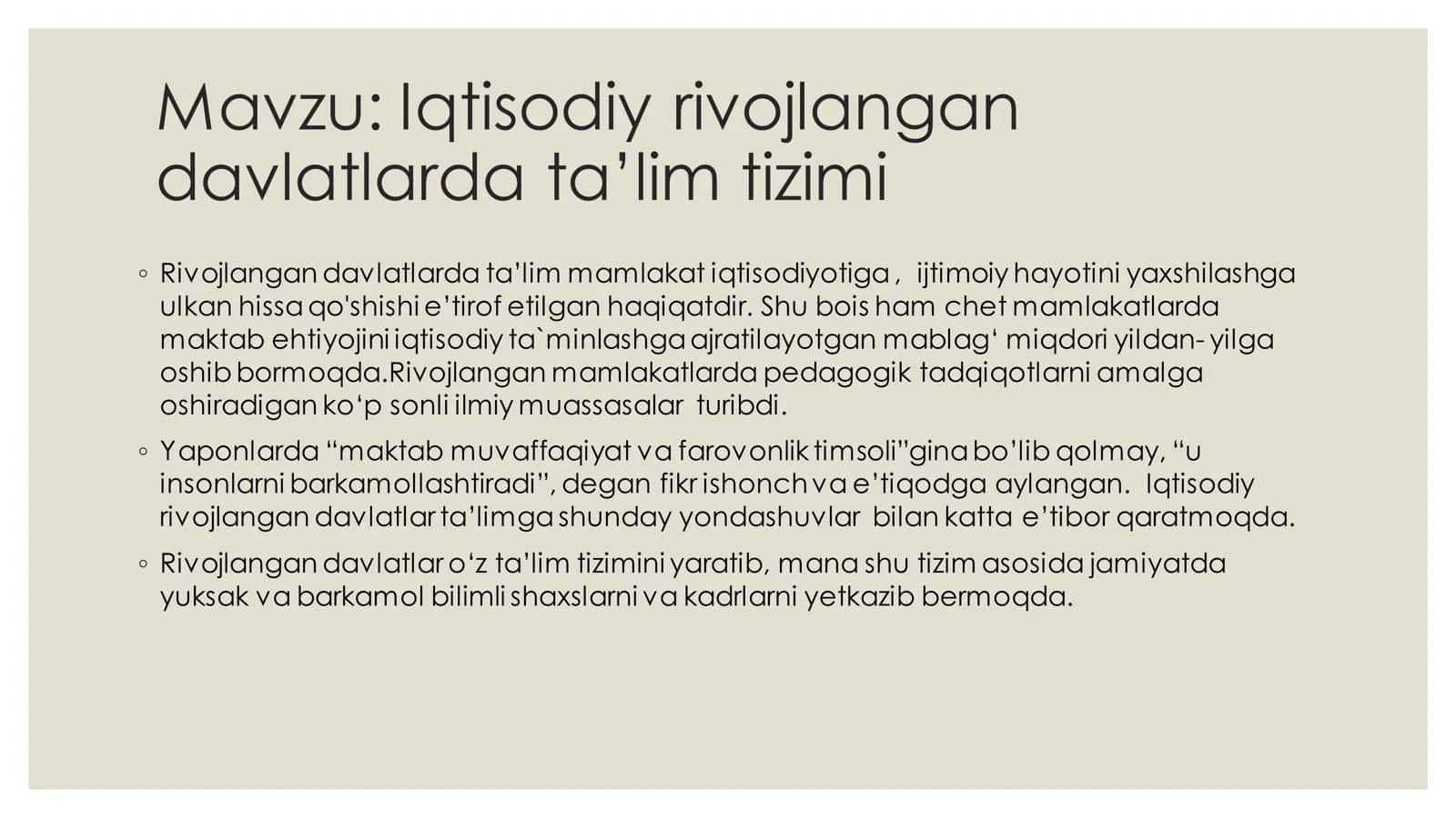 Iqtisodiy rivojlangan davlatlarda ta’lim tizimi 1