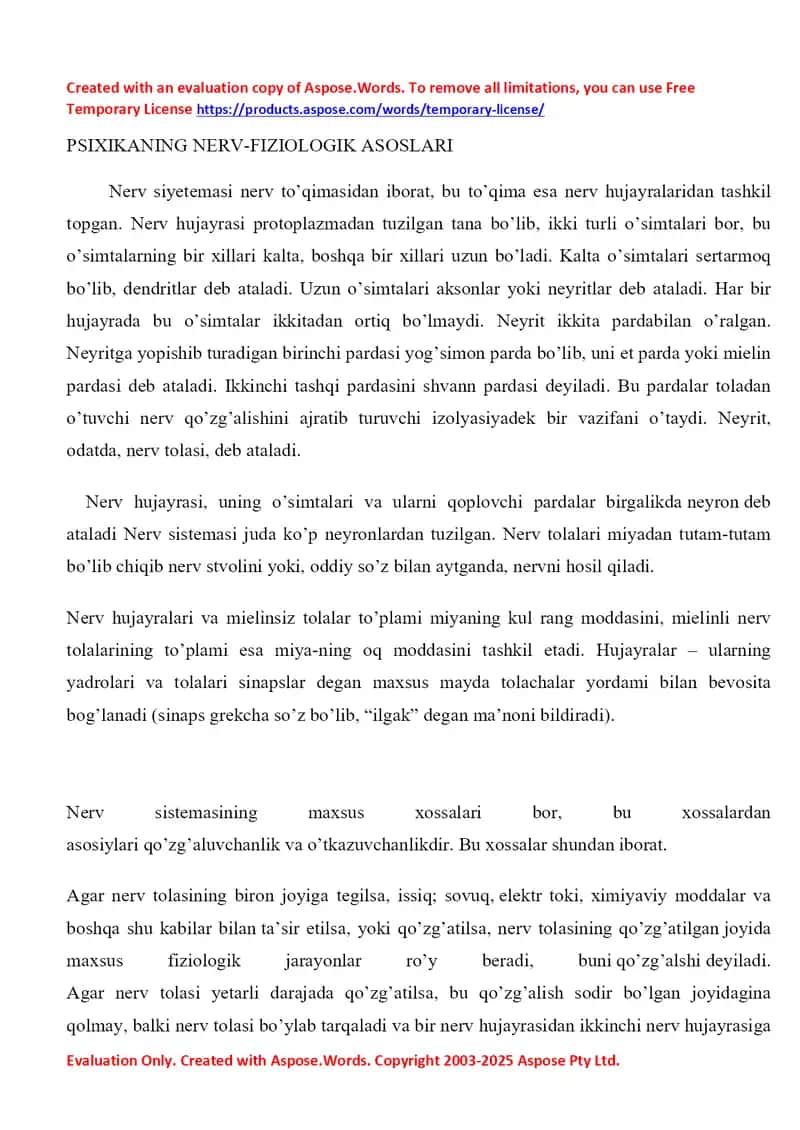 Psixikaning nerv-fiziologik asoslari 1