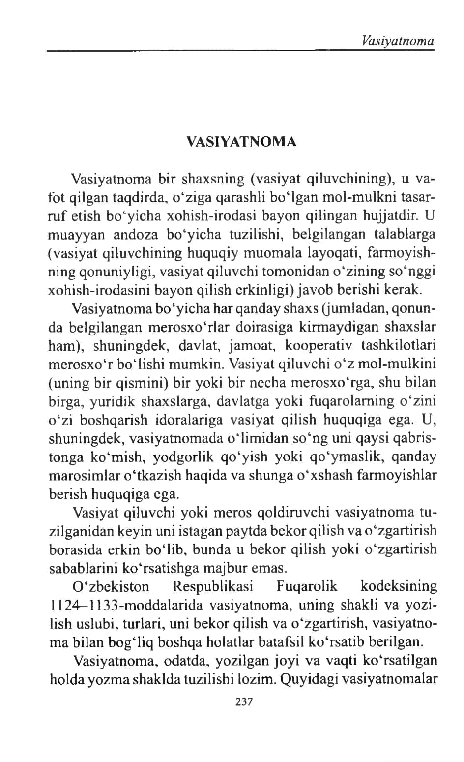Vasiyatnoma yozish qoidalari va namunalar to'liq 1