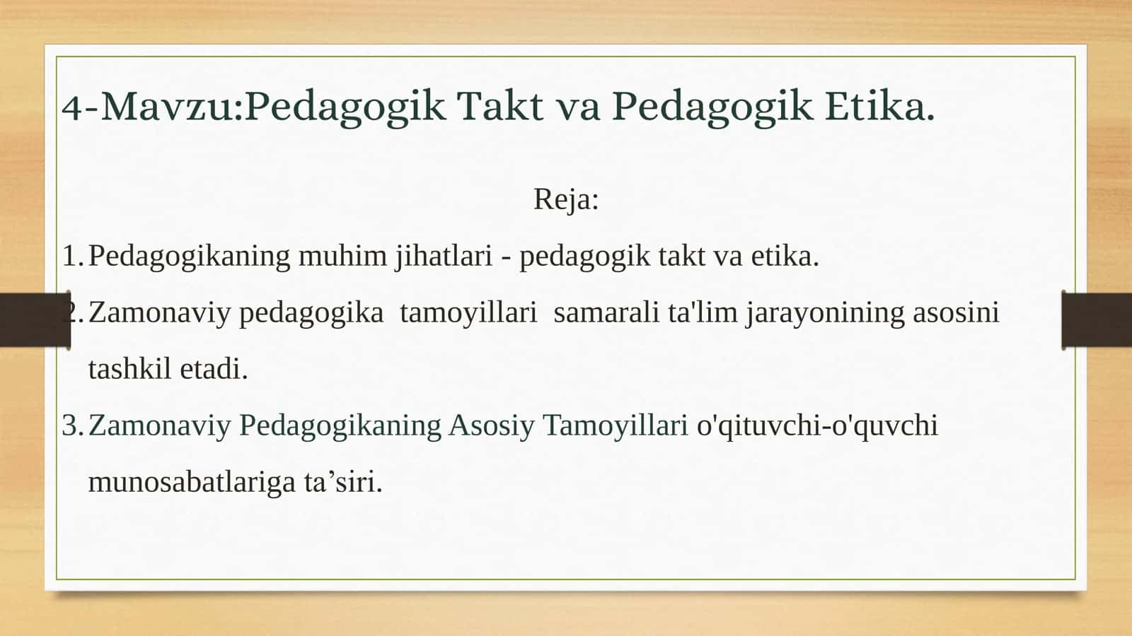 Pedagogik Takt va Pedagogik Etika 1