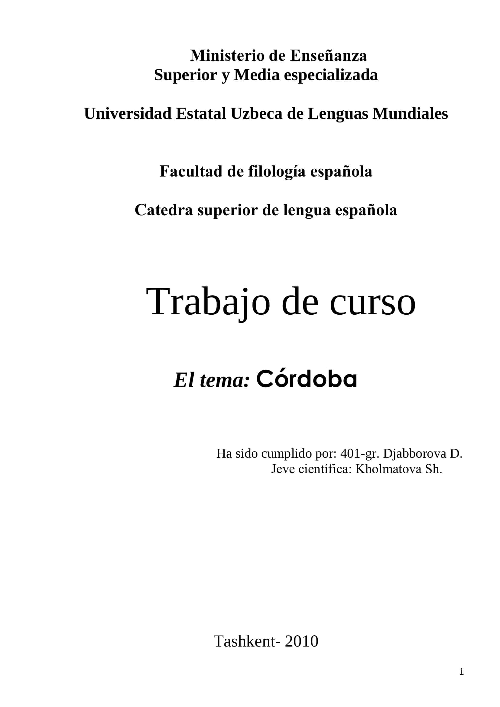 Trabajo de curso sobre Córdoba 1
