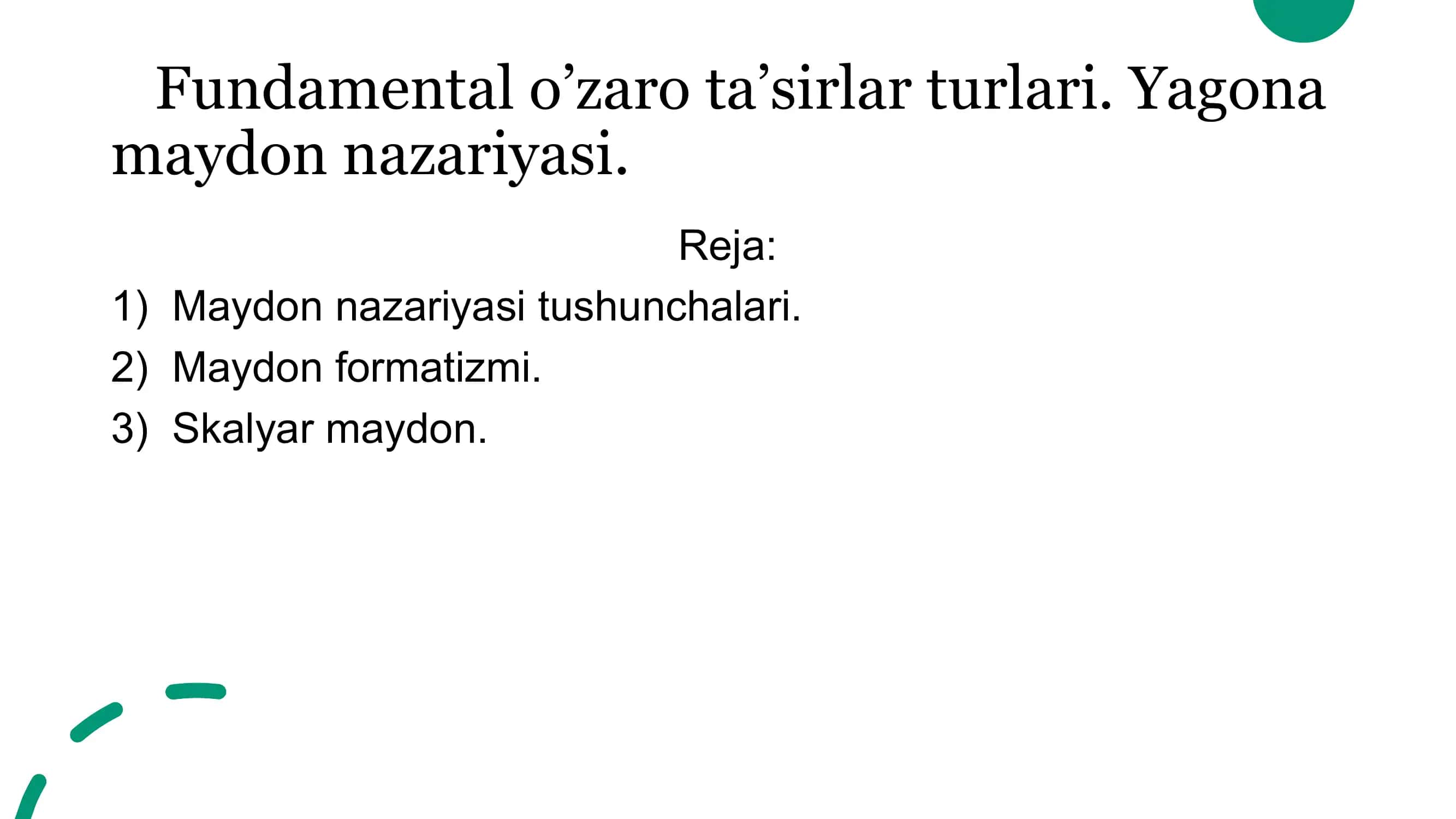 Fundamental o'zaro ta’sirlar turlari 1