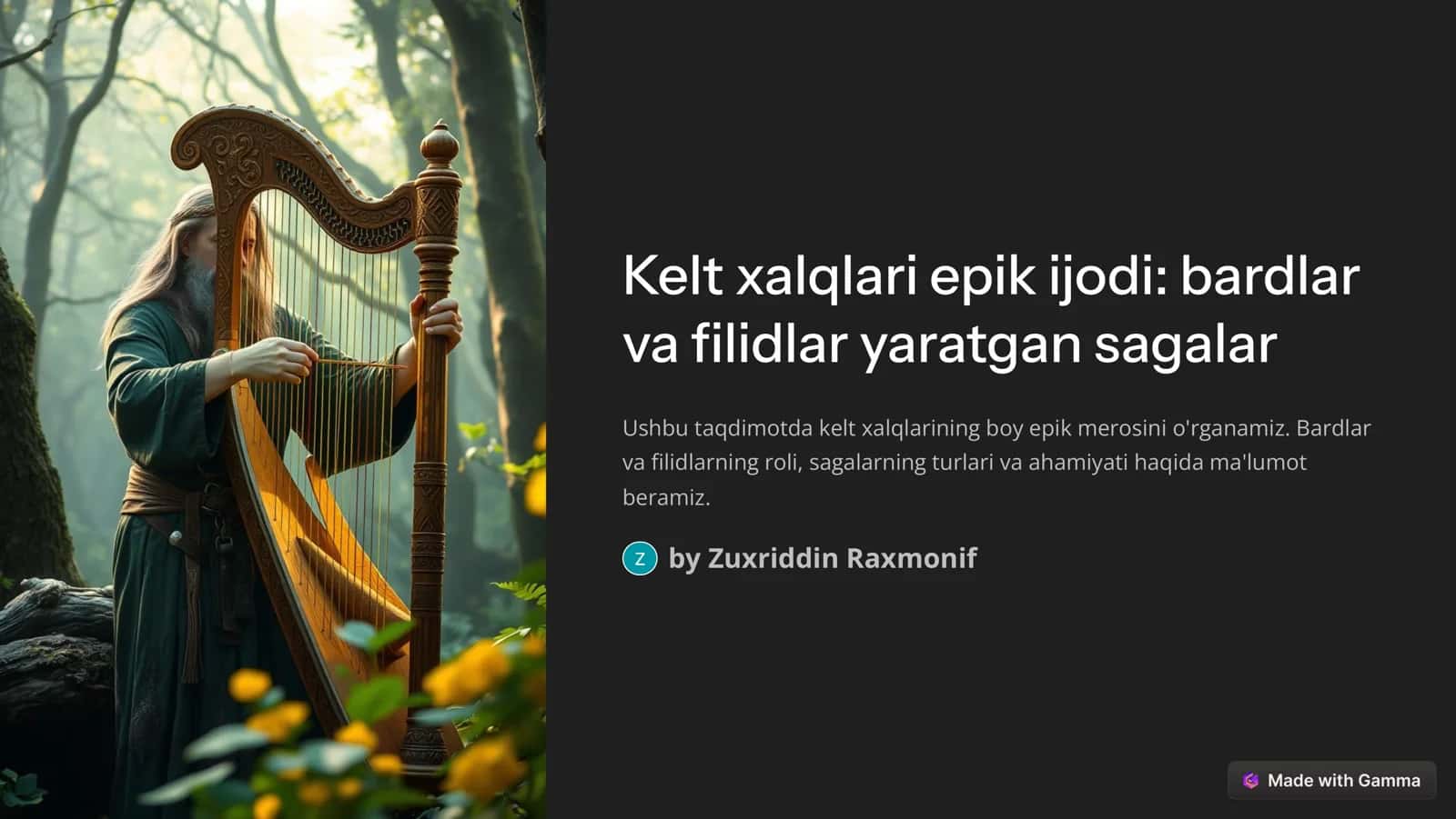 Kelt xalqlari epik ijodi: bardlar va filidlar yaratgan sagalar 1