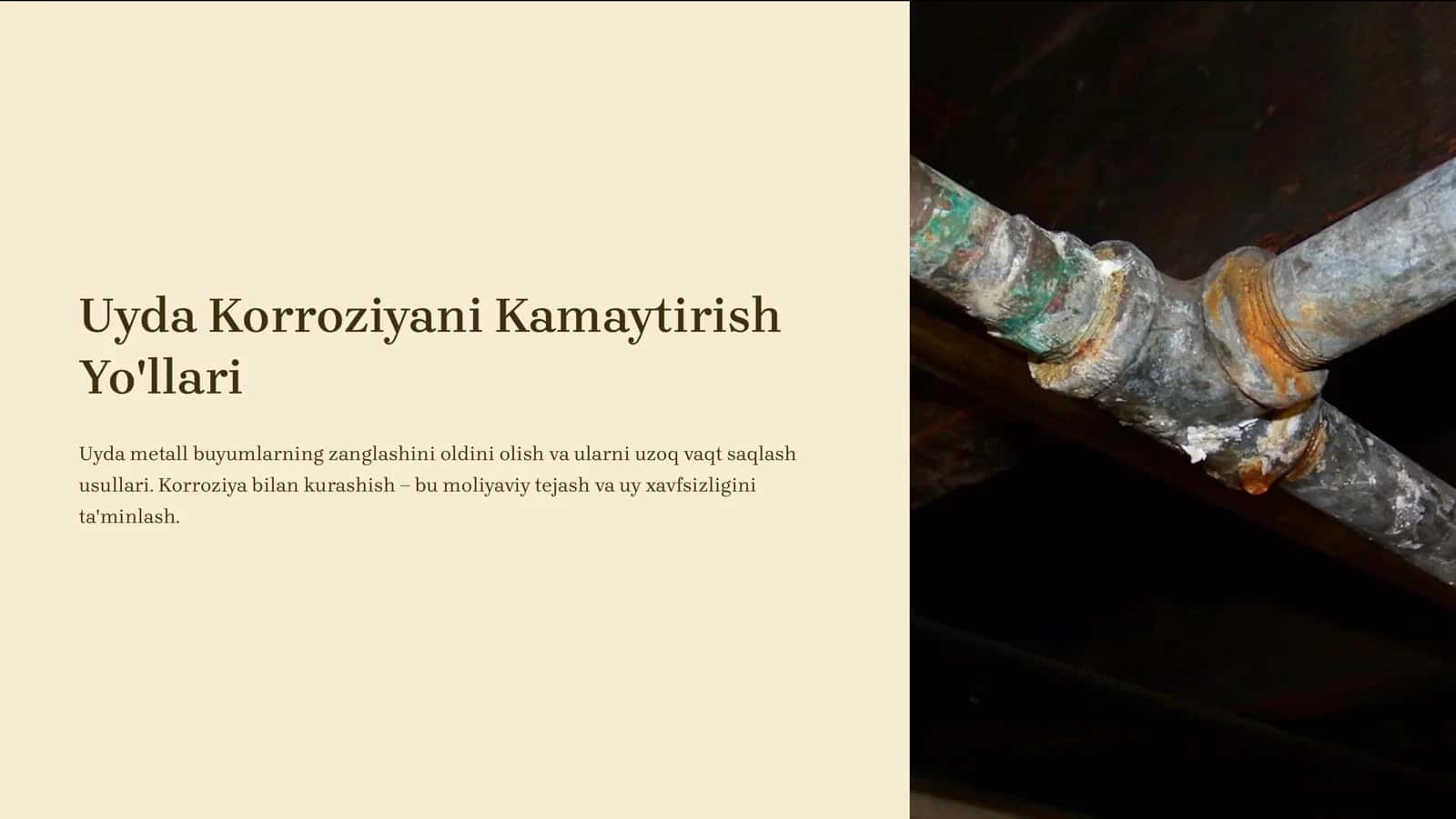 Uyda Korroziyani Kamaytirish Yo'llari 1