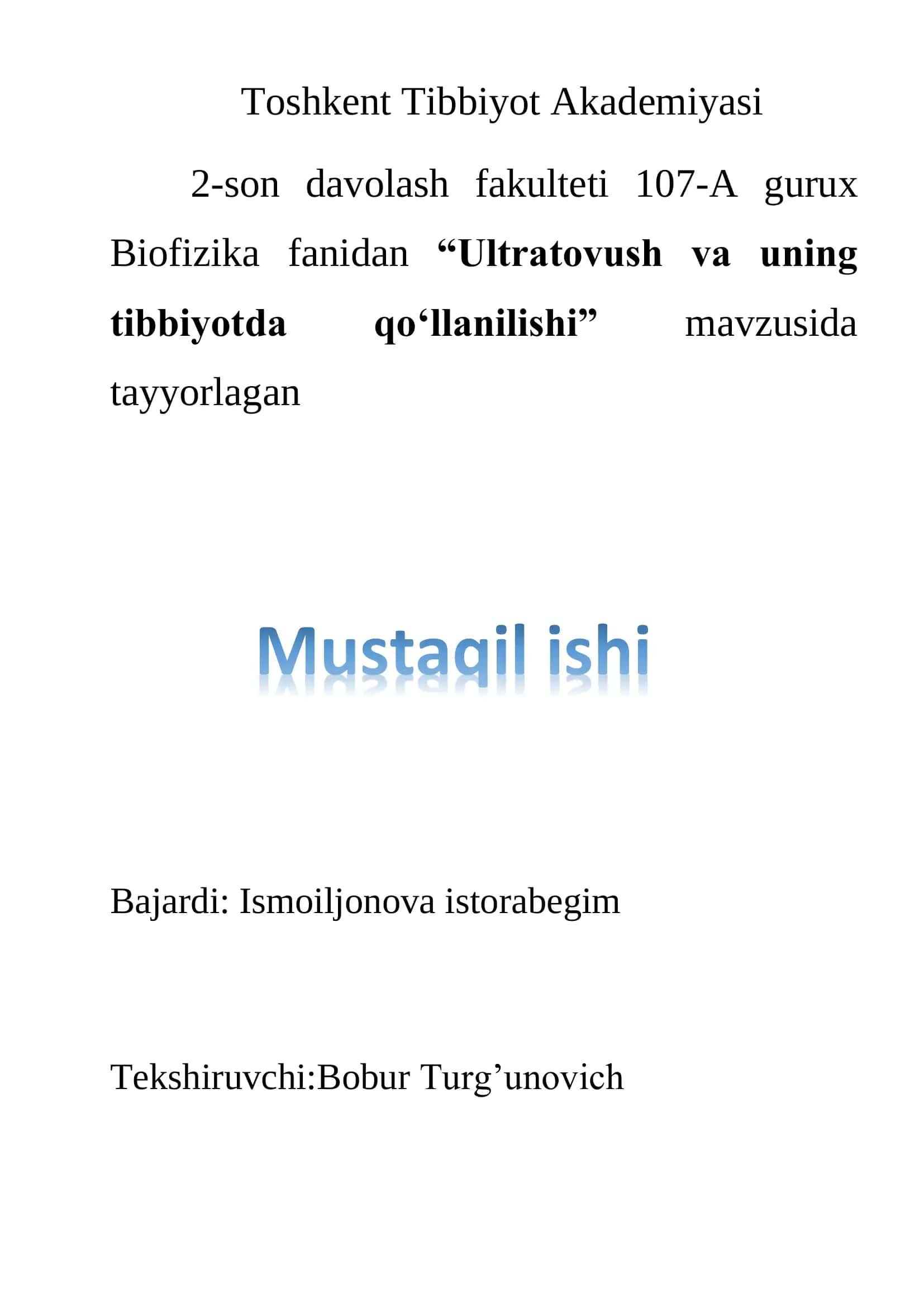 Ultratovush va uning tibbiyotda qo'llanilishi 1