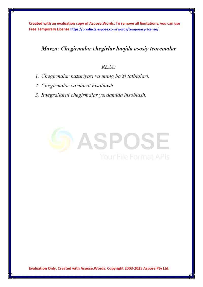 Chegirmalar chegirlar haqida asosiy teoremalar 1