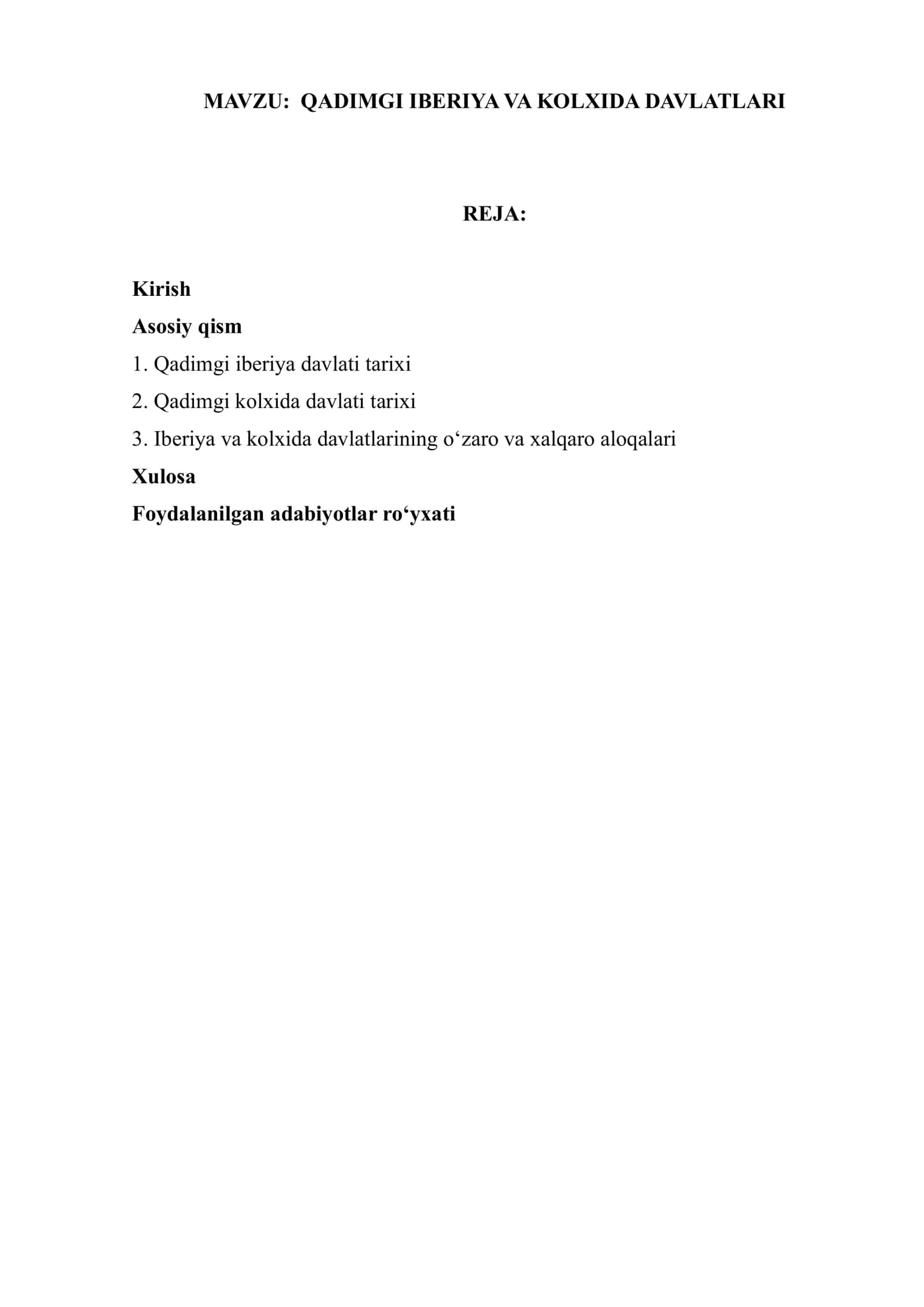 QADIMGI IBERIYA VA KOLXIDA DAVLATLARI 1