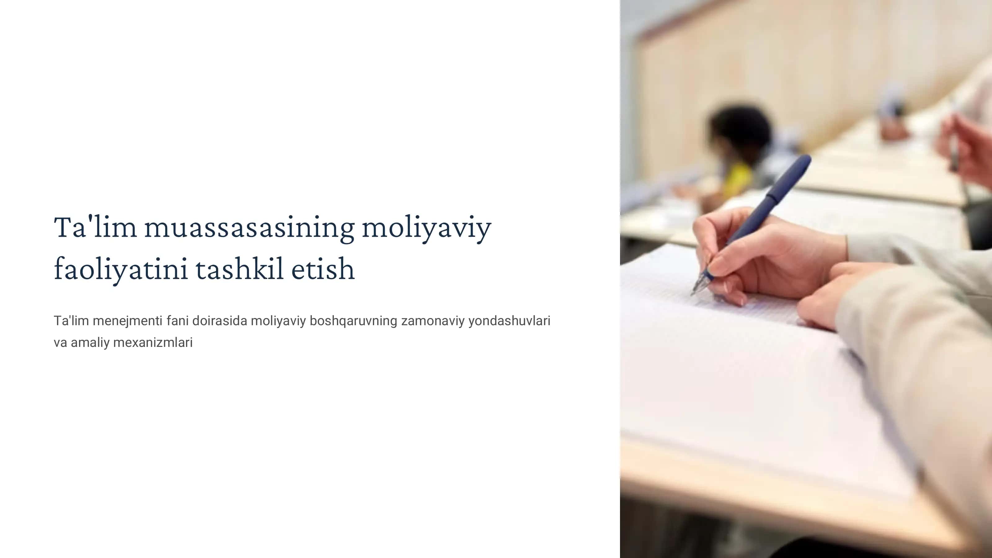 Ta'lim muassasasining moliyaviy faoliyatini tashkil etish 1