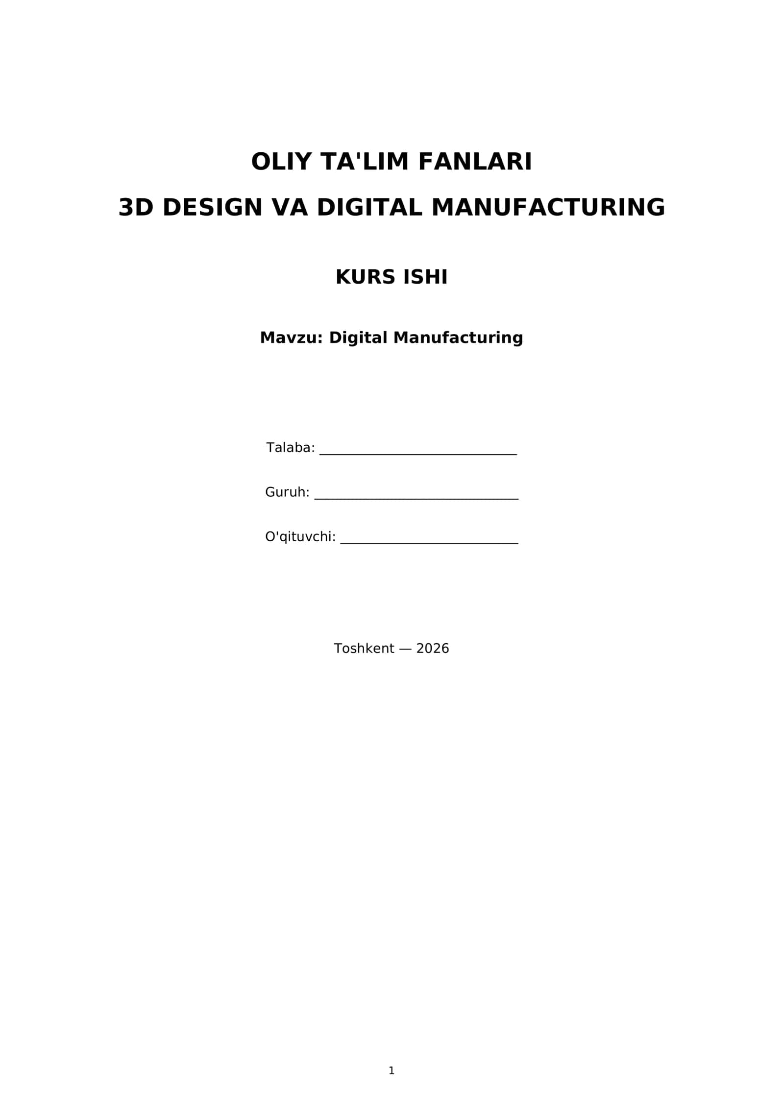 Digital Manufacturing 1