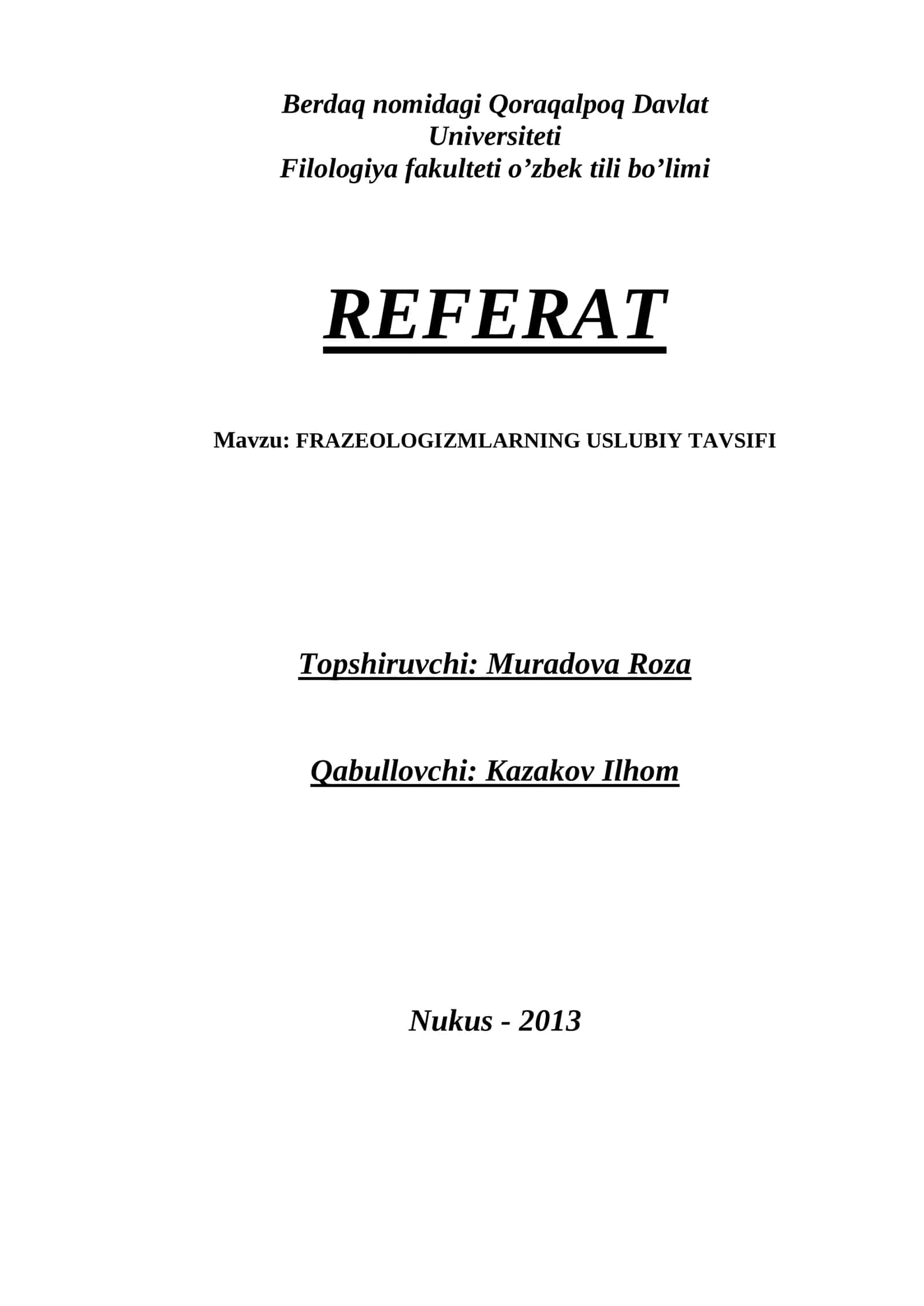 FRAZEOLOGIZMLARNING USLUBIY TAVSIFI 1