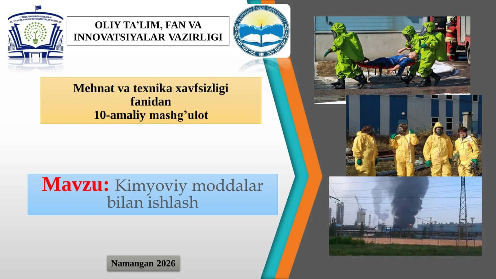 Kimyoviy moddalar bilan ishlash 1