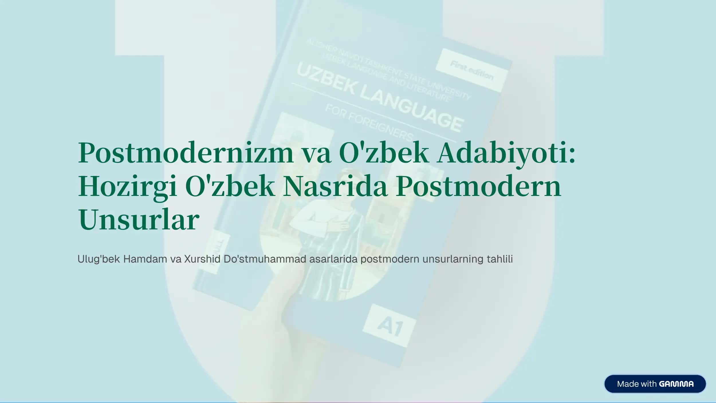 Postmodernizm va O'zbek Adabiyoti 1