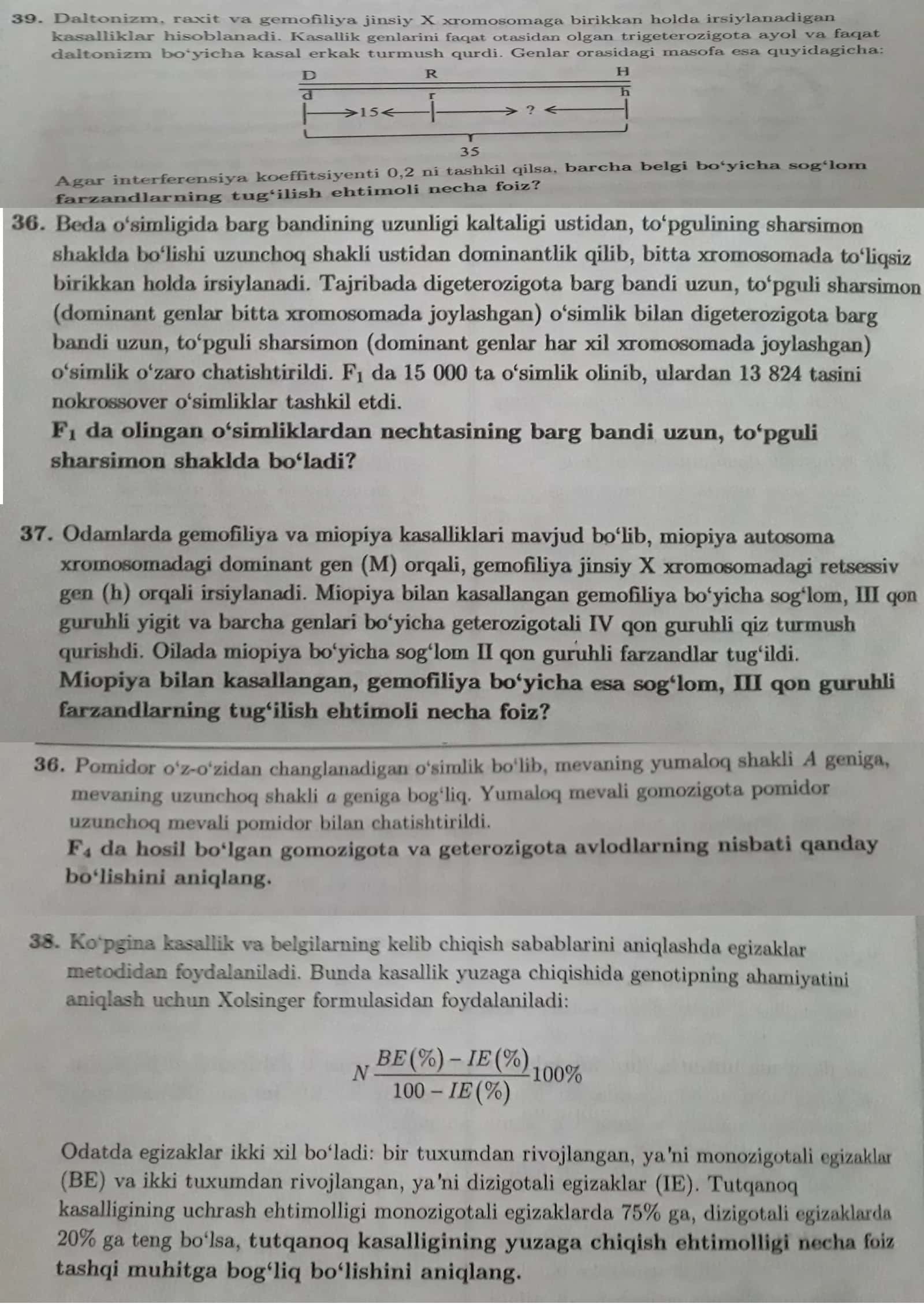 Genetika milliy sertifikat 10ta eng murakkab masalalar 1