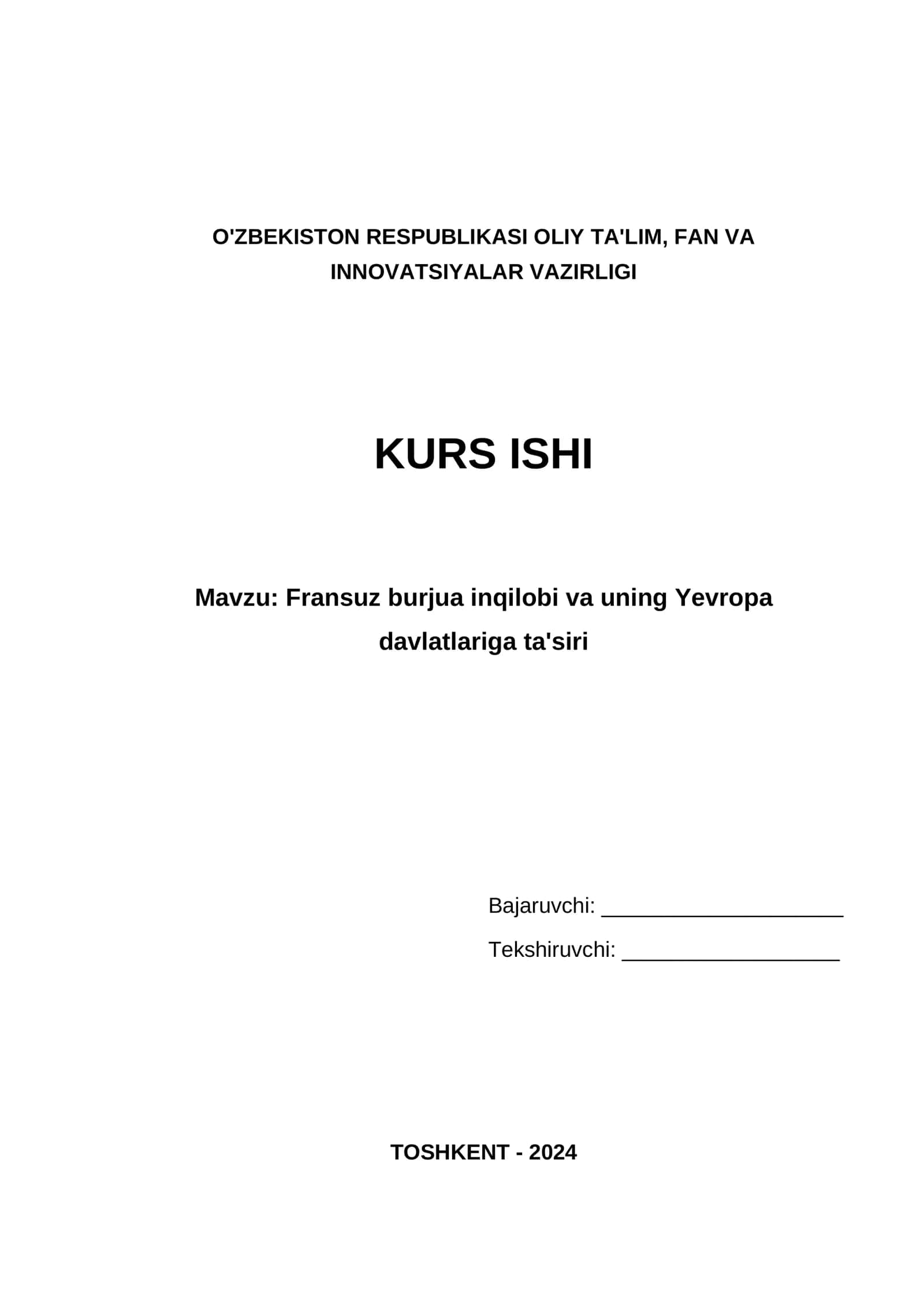 Fransuz burjua inqilobi va uning Yevropa davlatlariga ta'siri 1