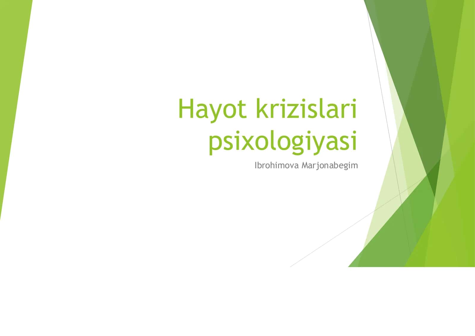 Hayot krizislari psixologiyasi 1