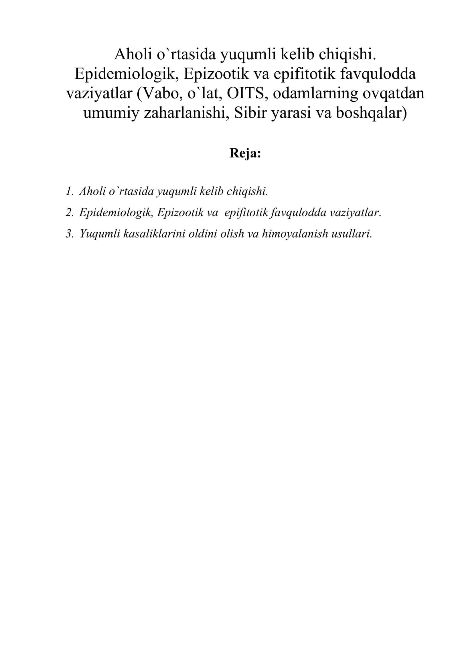 Aholi o`rtasida yuqumli kеlib chiqishi 1