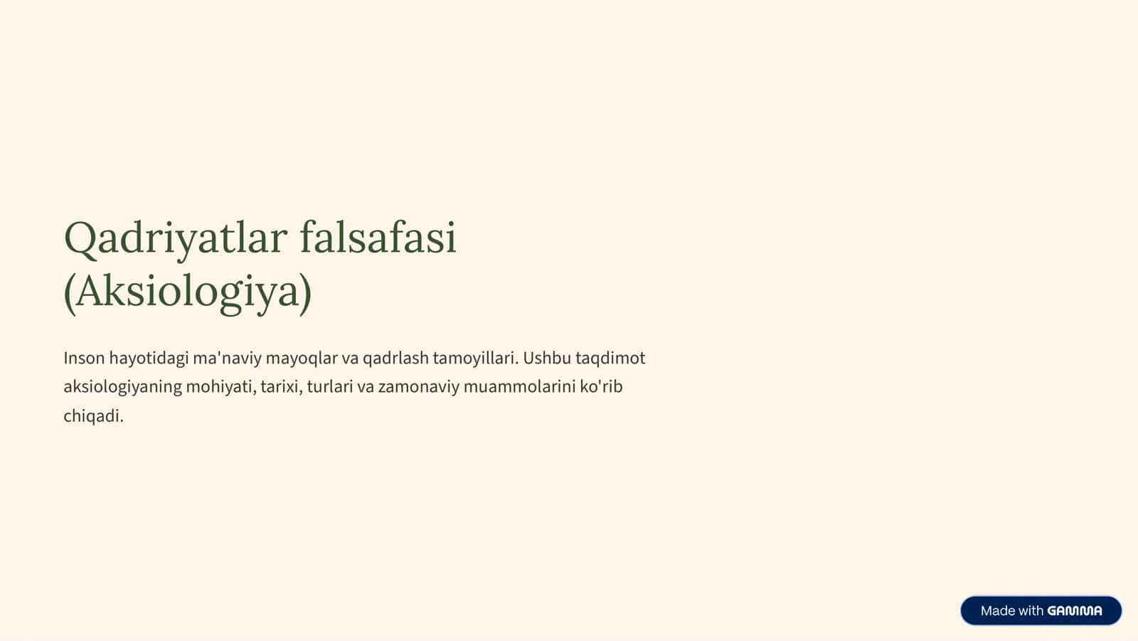 Qadriyatlar falsafasi (Aksiologiya) 1