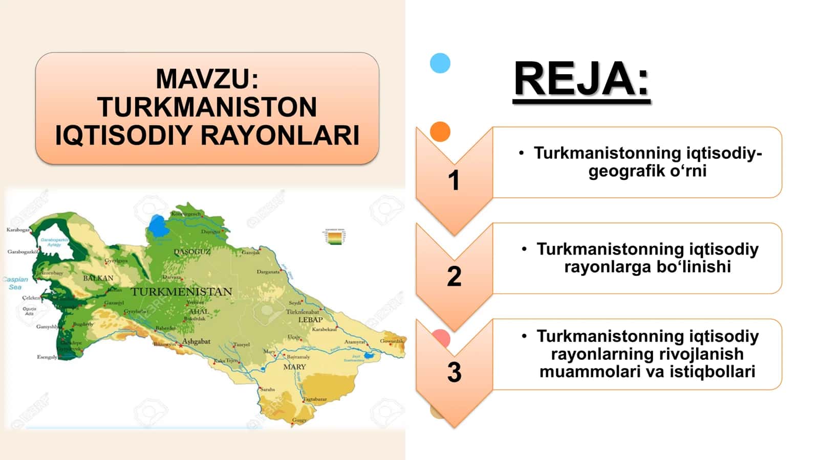 TURKMANISTON IQTISODIY RAYONLARI 1