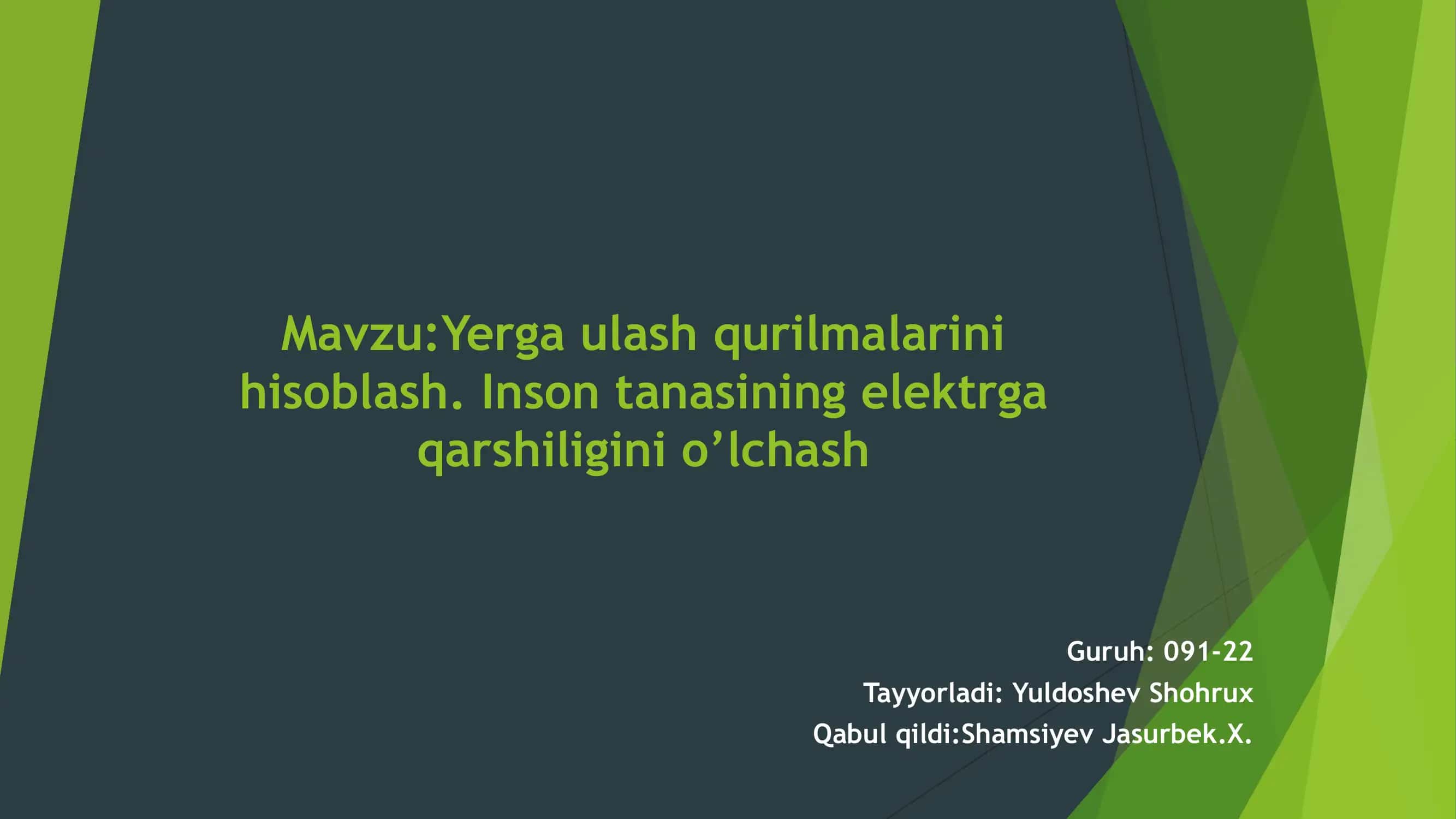 Yerga ulash qurilmalarini hisoblash 1