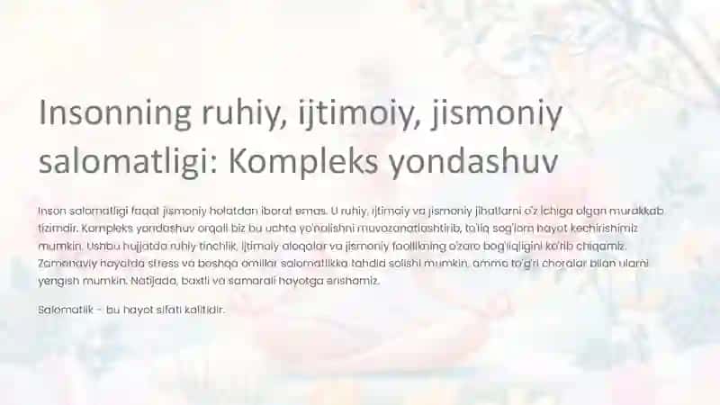 Ruhiy salomatlikning asosiy tushunchalari