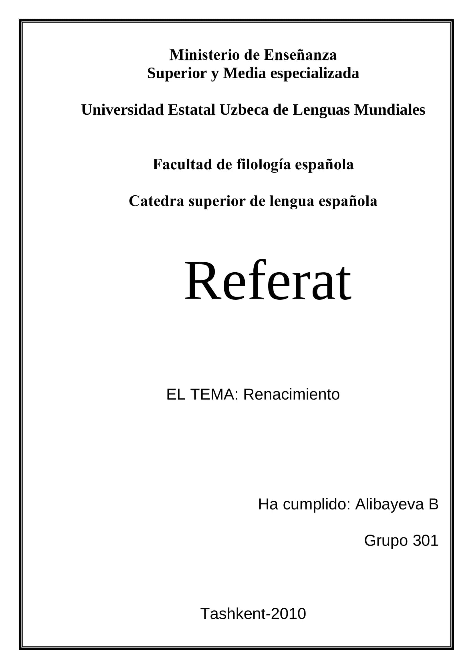Referat sobre el Renacimiento 1
