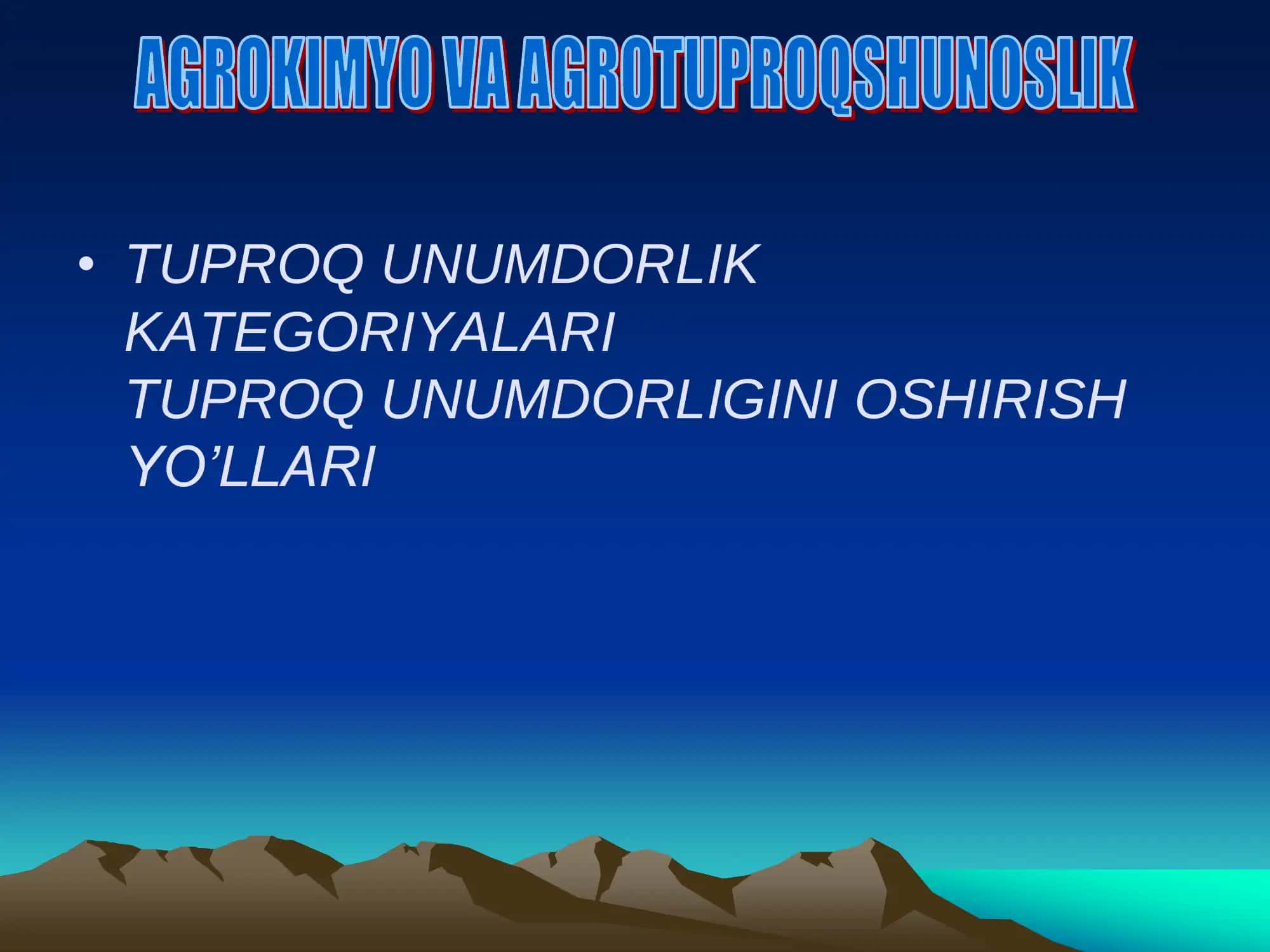 TUPROQ UNUMDORLIK 1