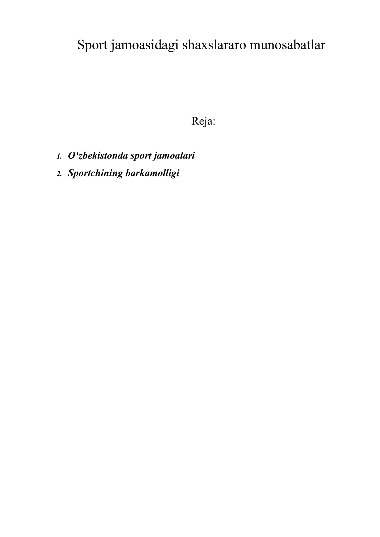 Sport jamoasidagi shaxslararo munosabatlar 1