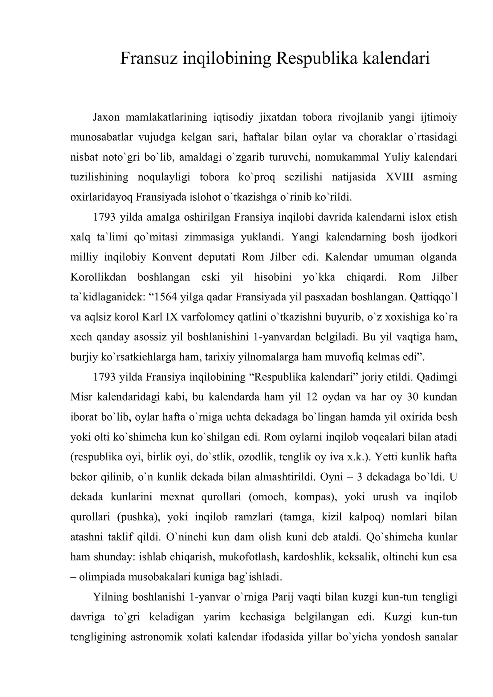 Fransuz inqilobining Respublika kalendari 1