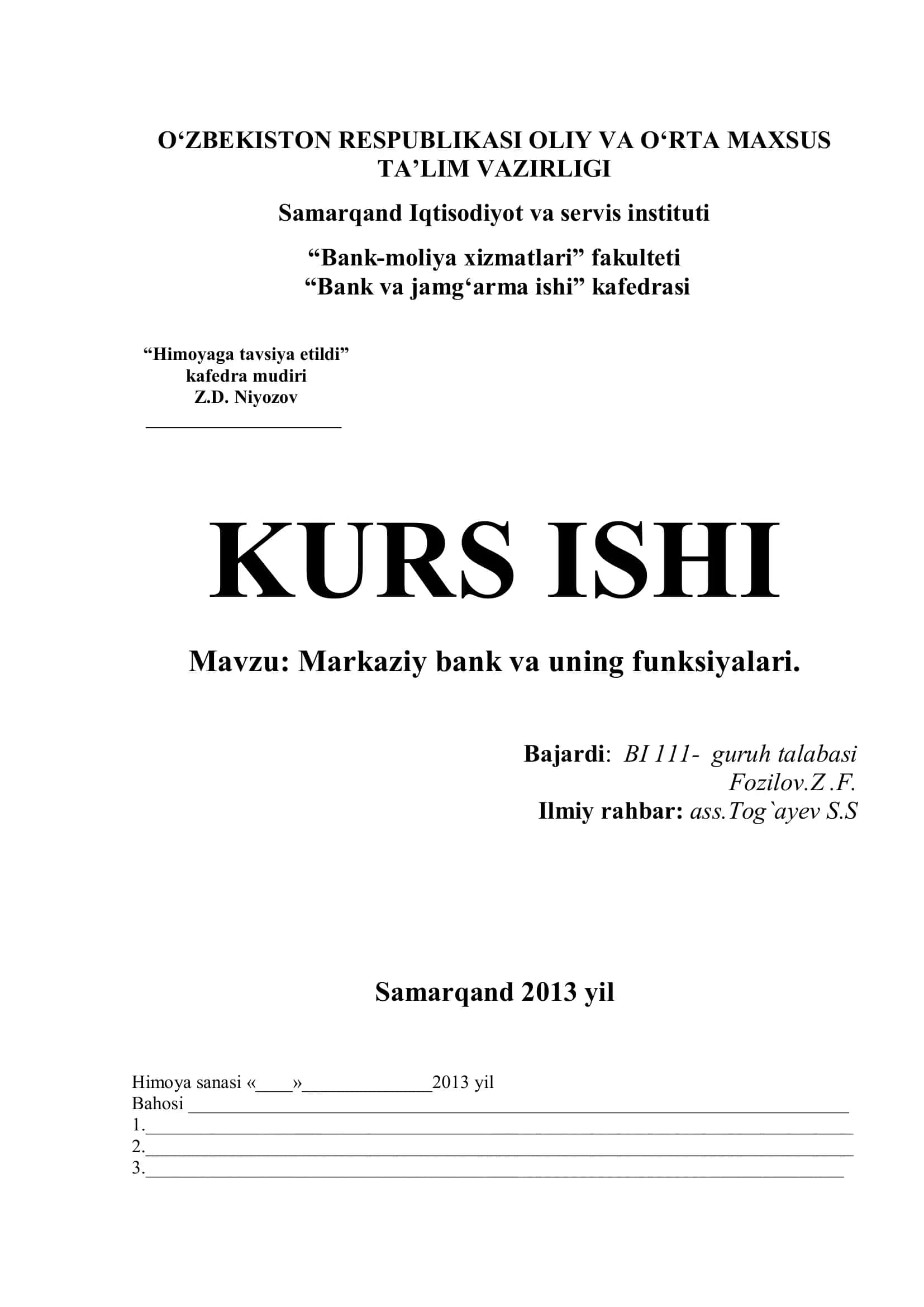 Markaziy bank va uning funksiyalari 1