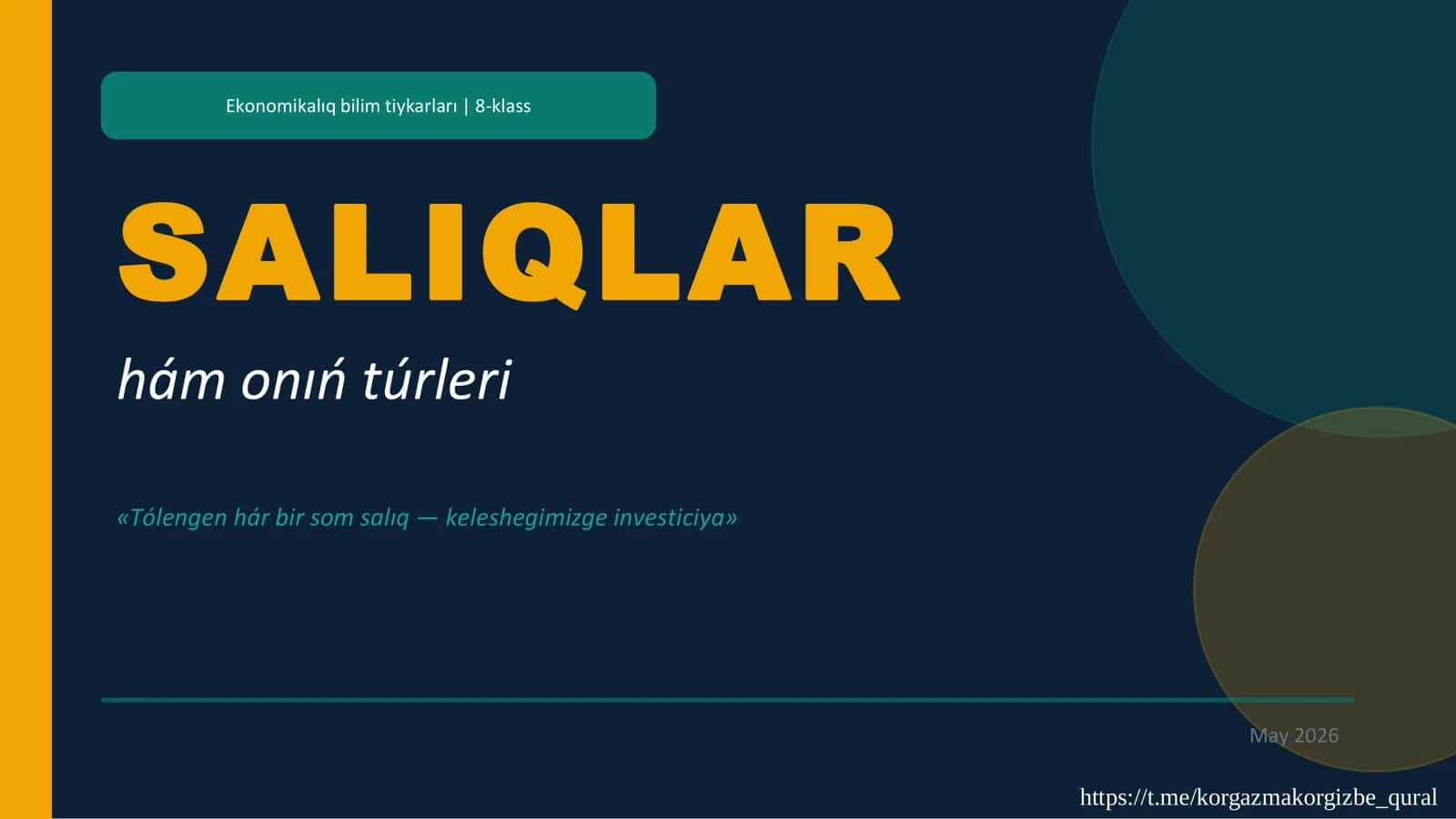 SALIQLAR hám onıń túrleri 1