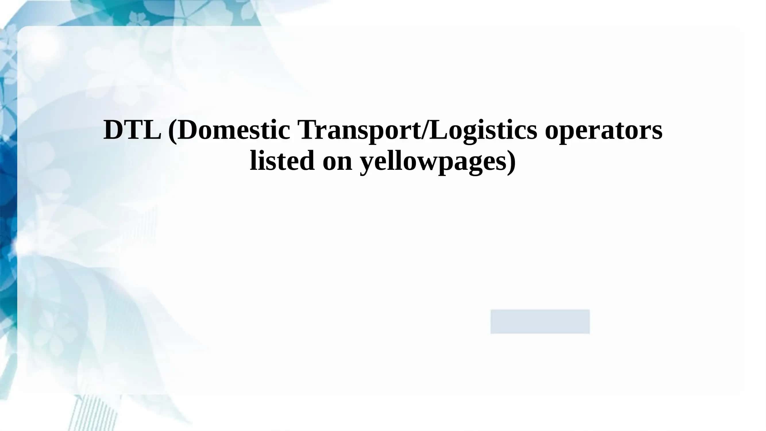 DTL Domestic Transport Logistics operators listed on yellowpages 1