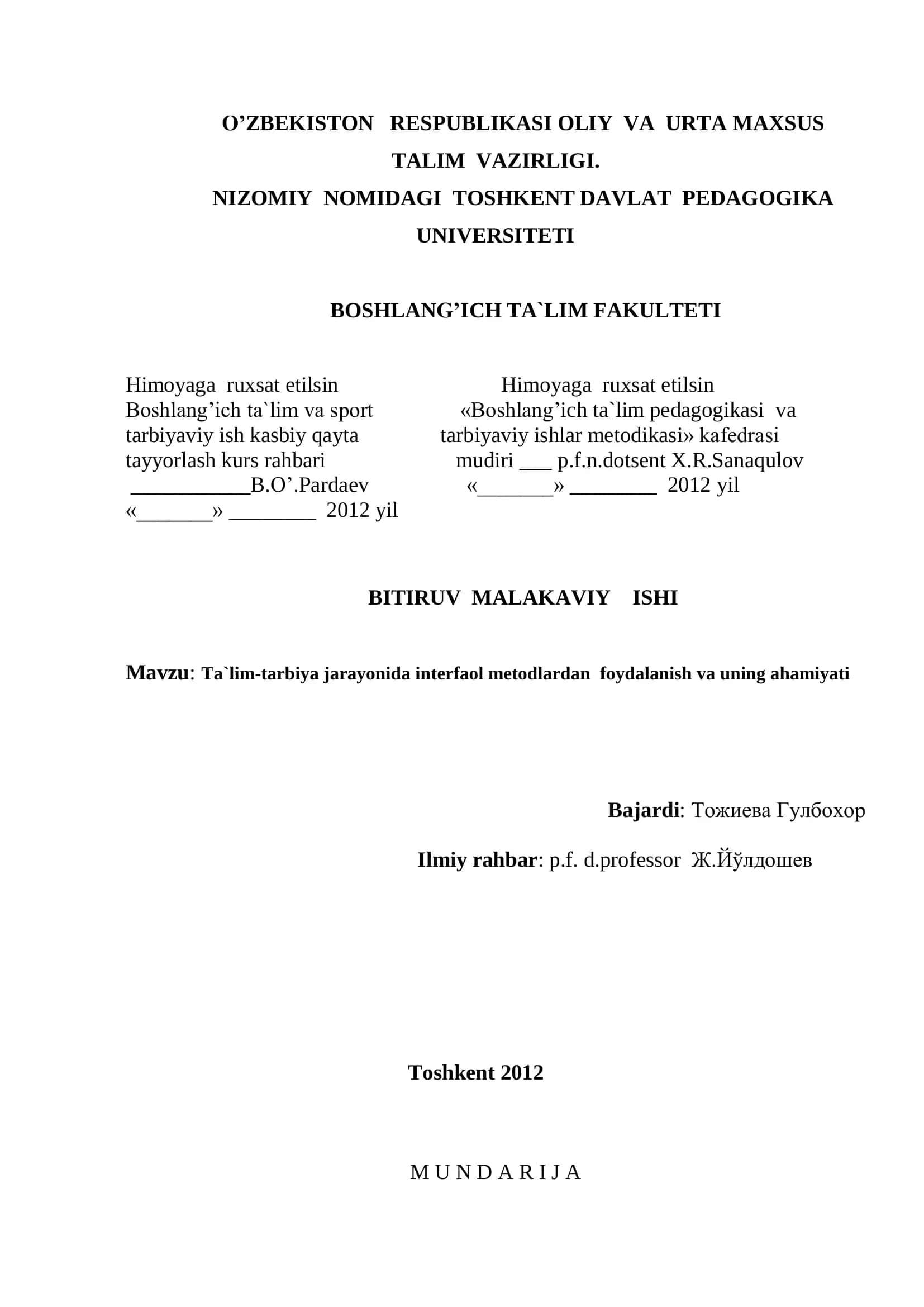 BITIRUV MALAKAVIY ISHI 1
