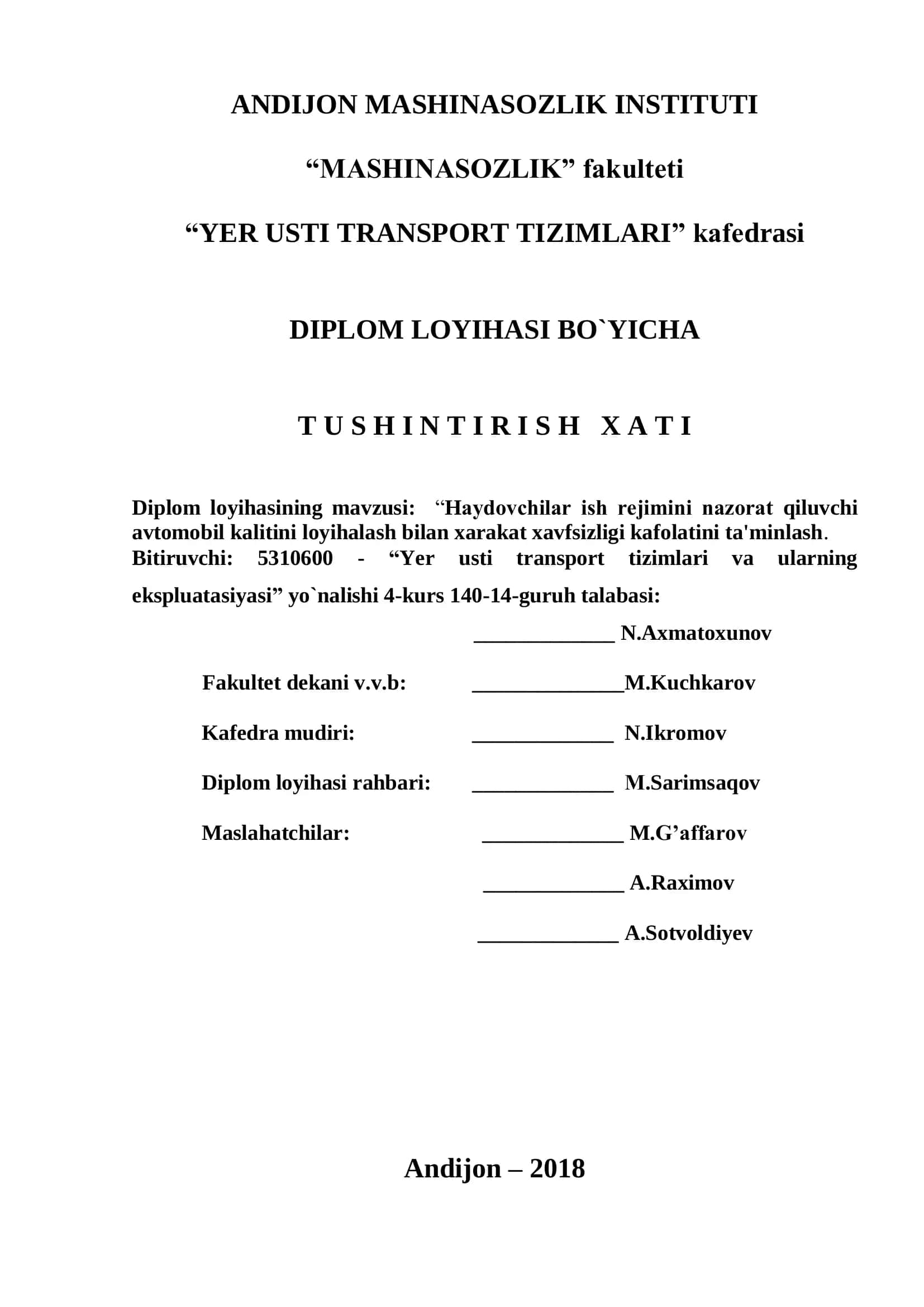 YER USTI TRANSPORT TIZIMLARI 1