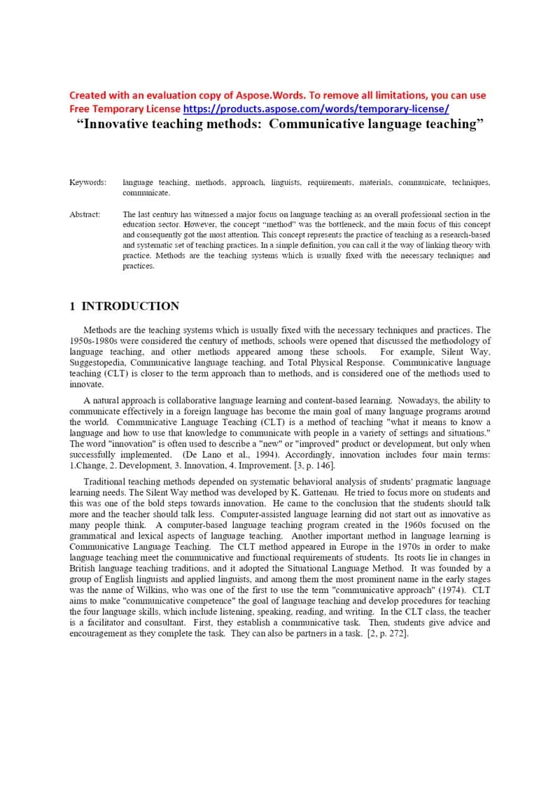 INNOVATIVE TEACHING METHODS COMMUNICATIVE LANGUAGE TEACHING 1