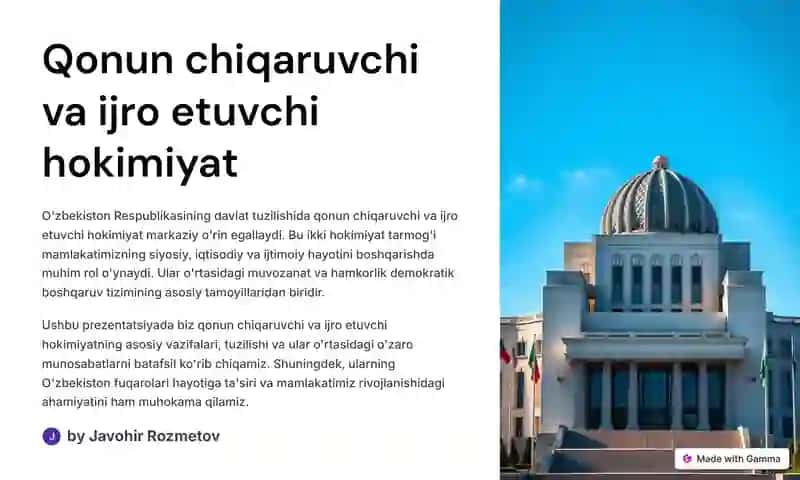 Qonun chiqaruvchi va ijro etuvchi hokimiyat