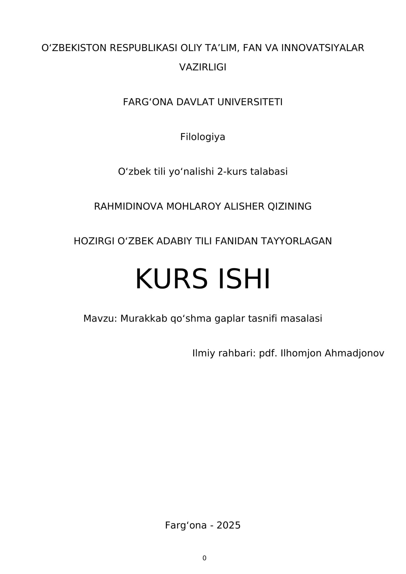 Murakkab qoʻshma gaplar tasnifi masalasi 1