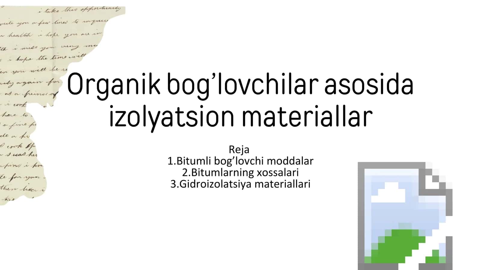 Organik bog’lovchilar asosida izolyatsion materiallar 1
