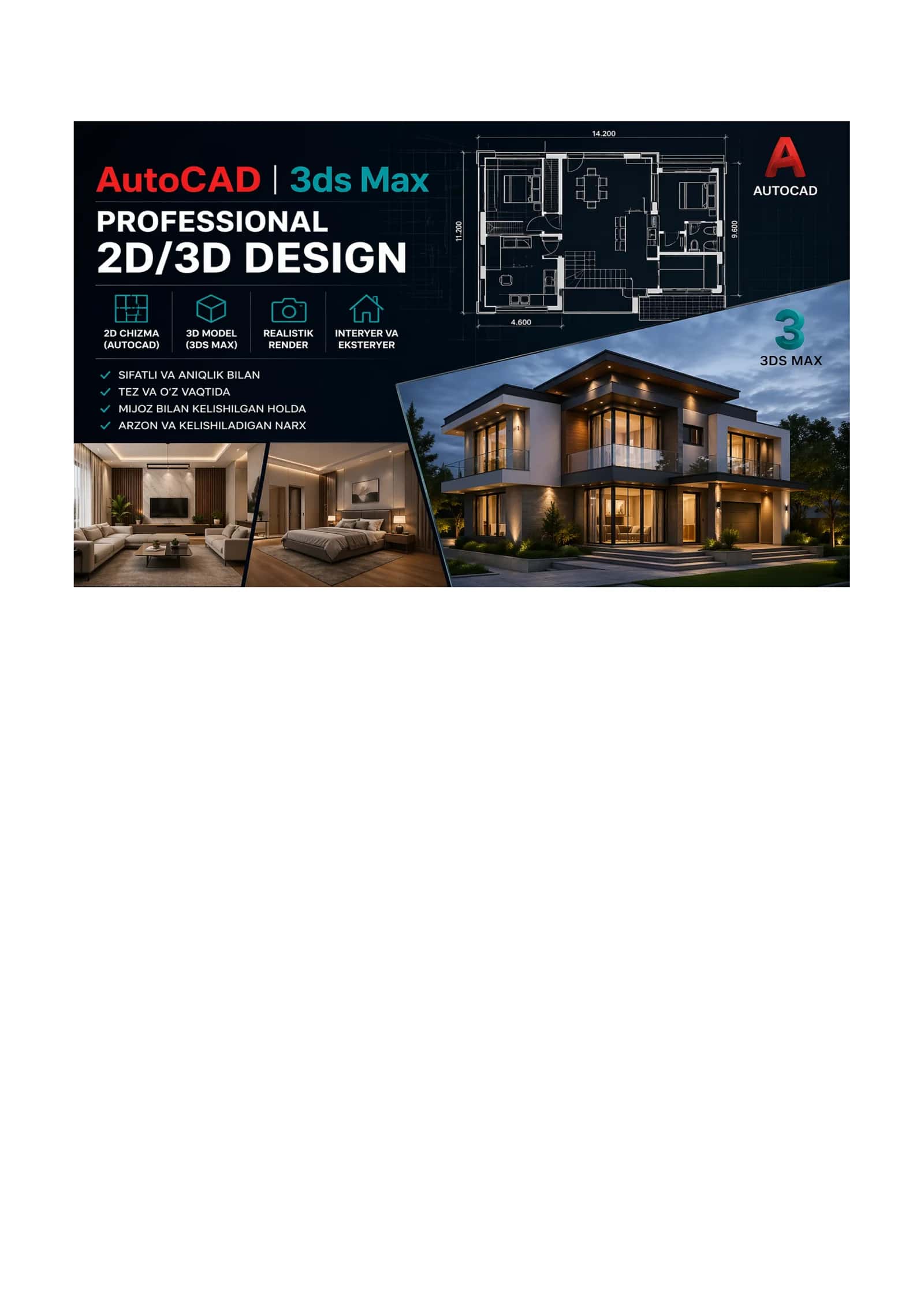 AutoCAD va 3ds Max orqali 2D/3D chizmalar tayyorlash 1