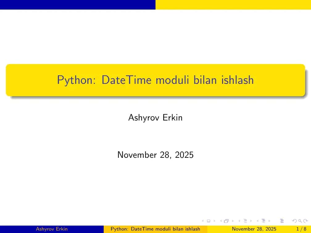 Python: DateTime moduli bilan ishlash 1