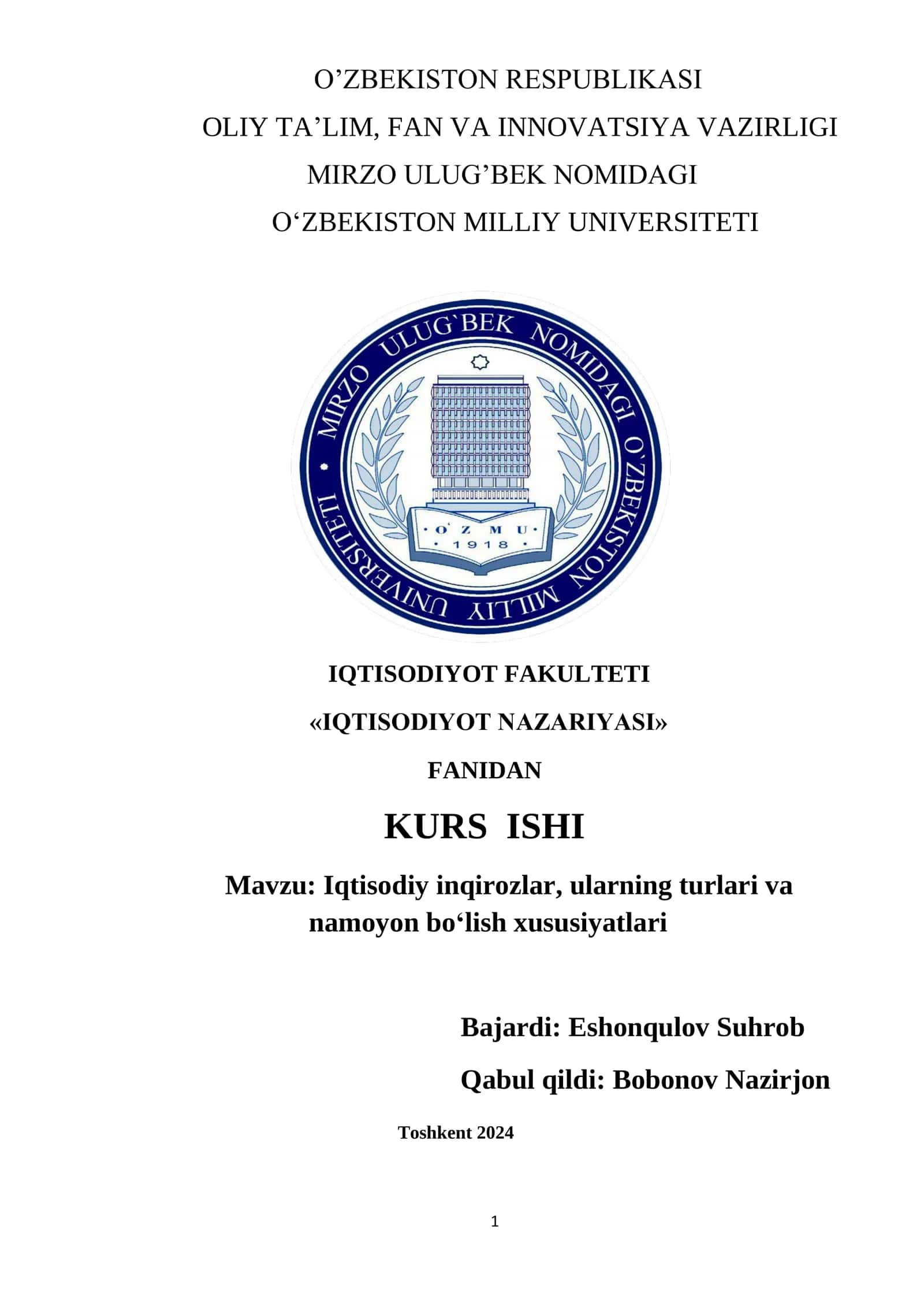 IQTISODIYOT NAZARIYASI 1