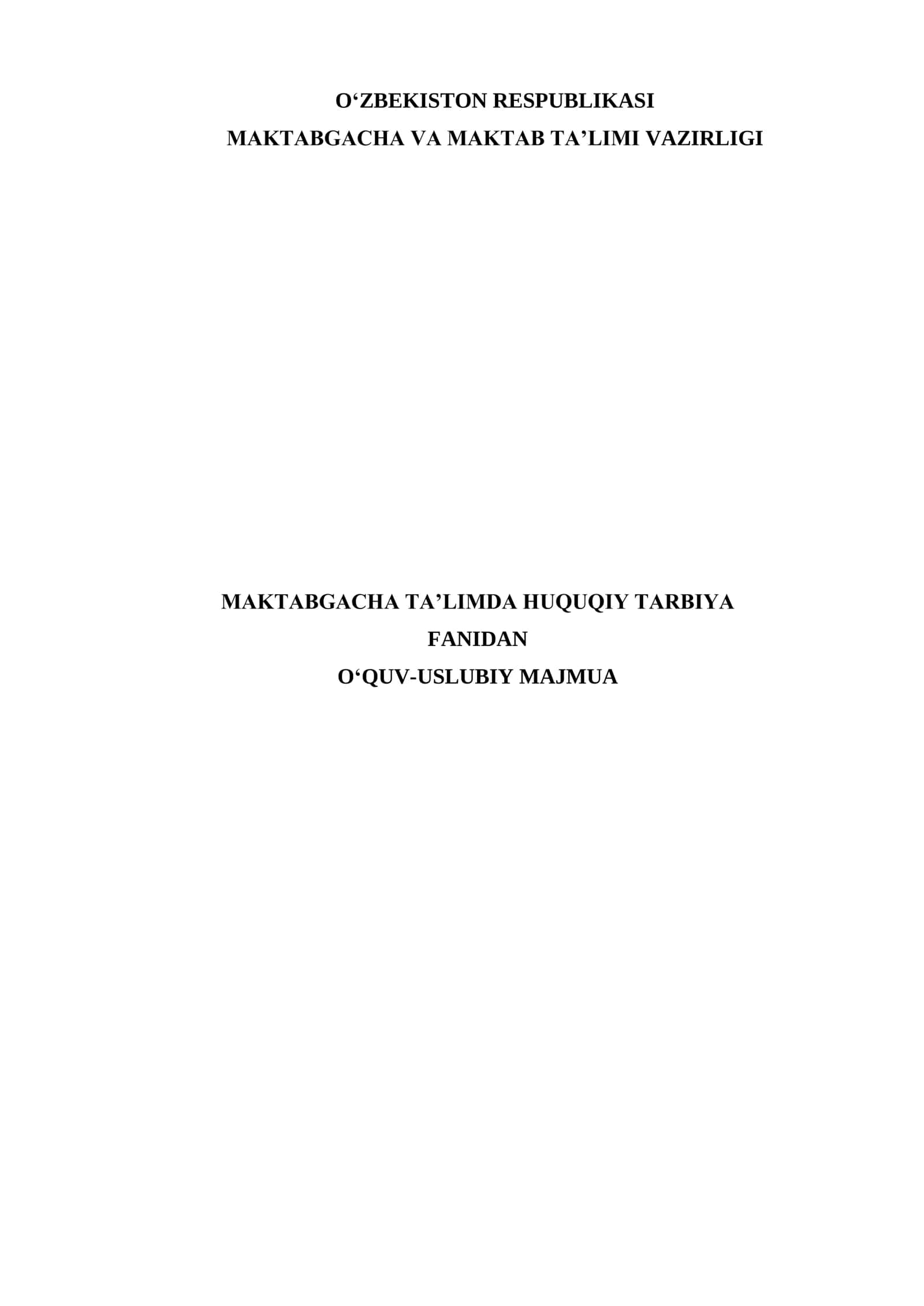 MAKTABGACHA TA’LIMDA HUQUQIY TARBIYA 1