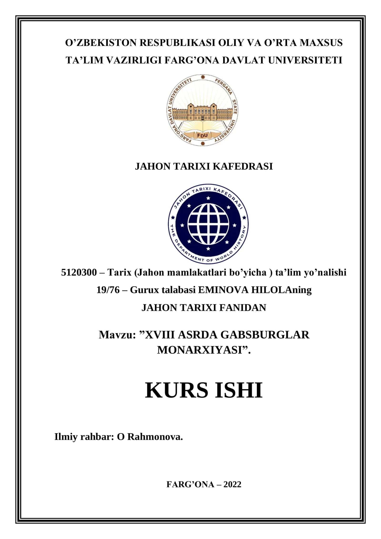 XVIII ASRDA GABSBURGLAR MONARXIYASI 1