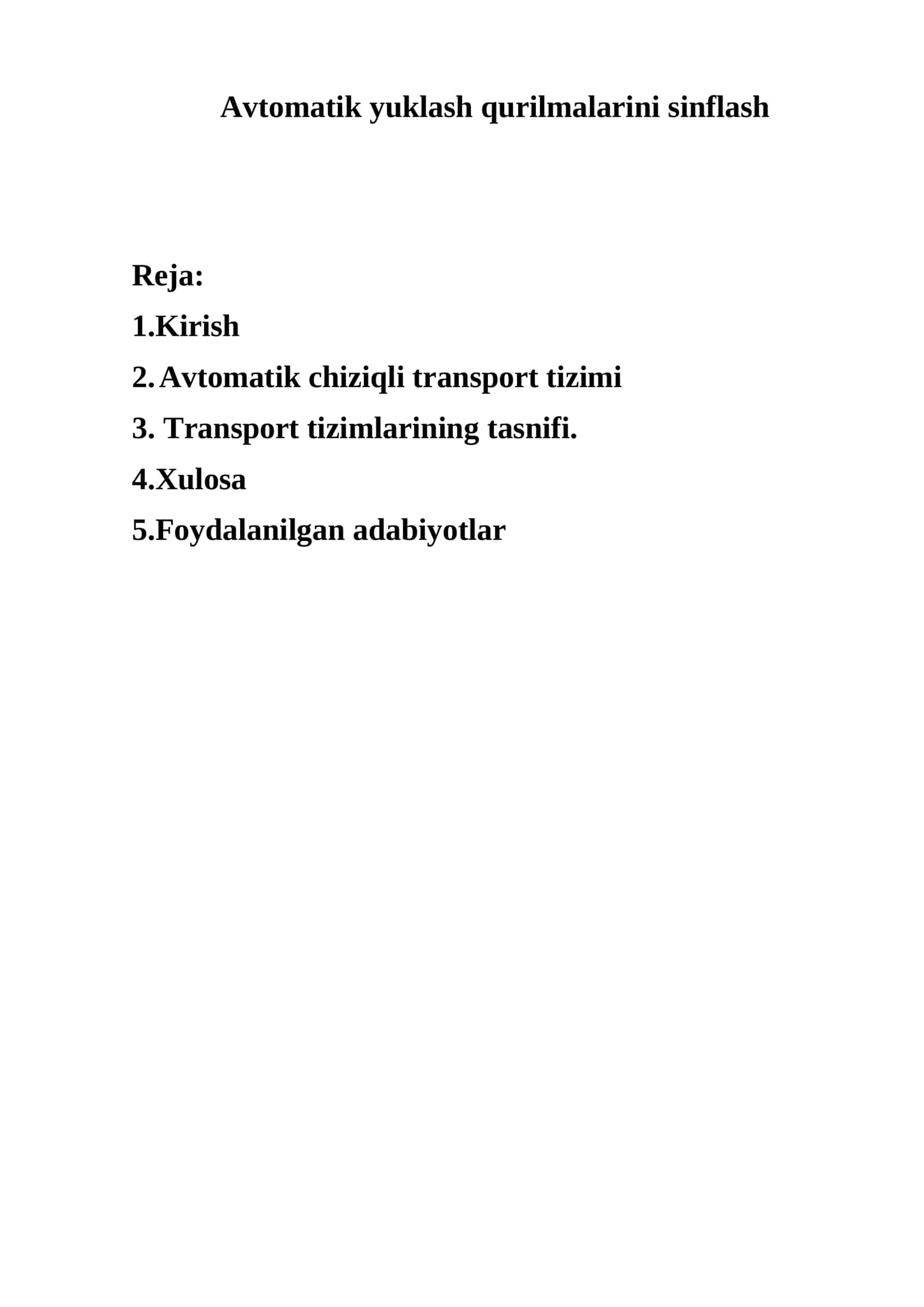Avtomatik yuklash qurilmalarini sinflash 1