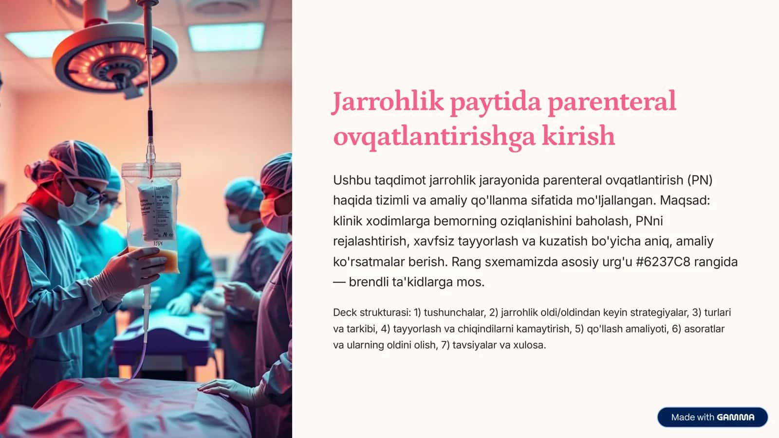 Jarrohlik paytida parenteral ovqatlantirishga kirish 1