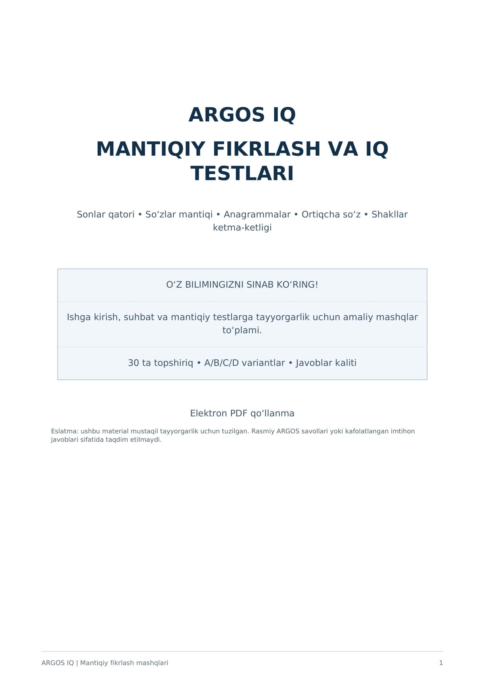 ARGOS IQ TESTLARI 1