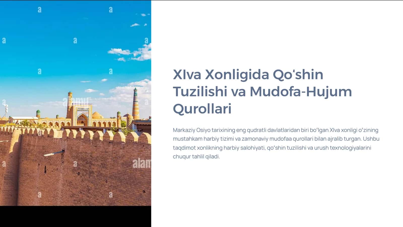 XIva Xonligida Qo'shin Tuzilishi va Mudofa-Hujum Qurollari 1