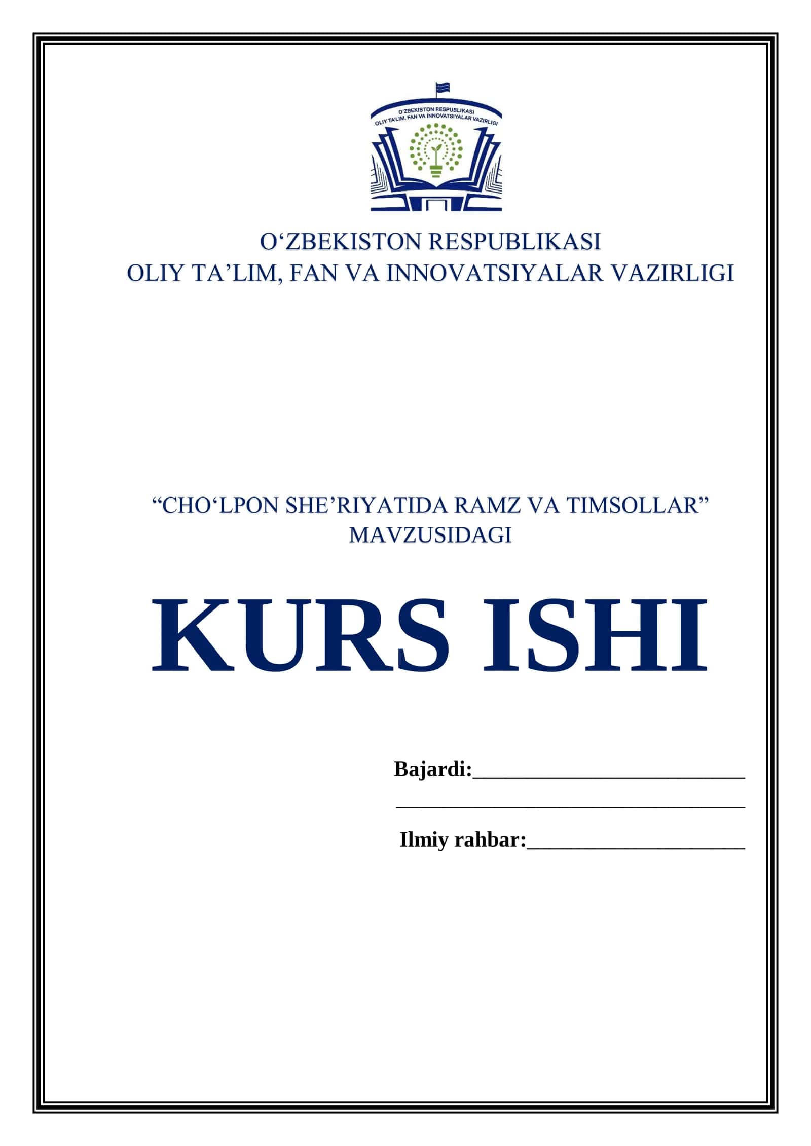 📘 “Cho‘lpon she’riyatida ramz va timsollar” mavzusidagi kurs ishi 1