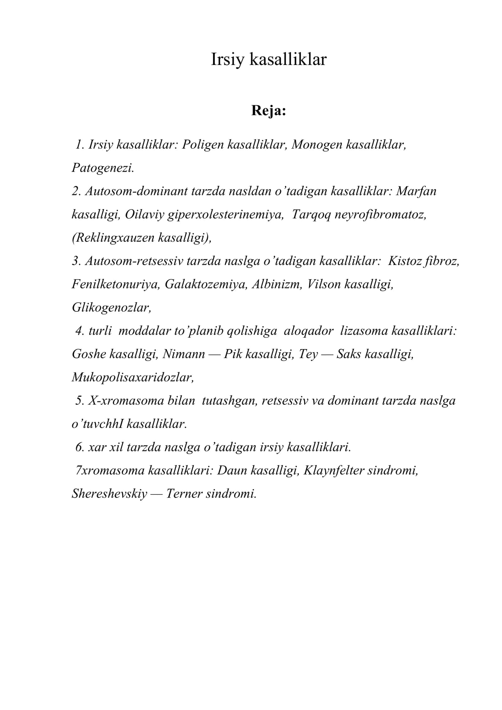 Irsiy kasalliklar 1