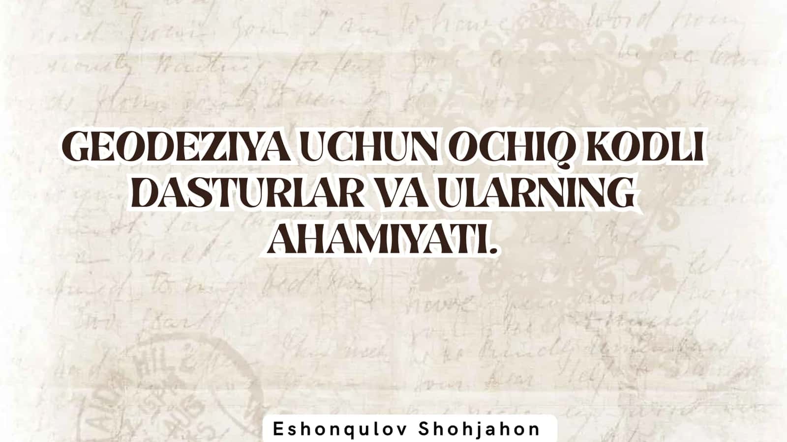 Ochiq kodli geodezik dasturlar 1