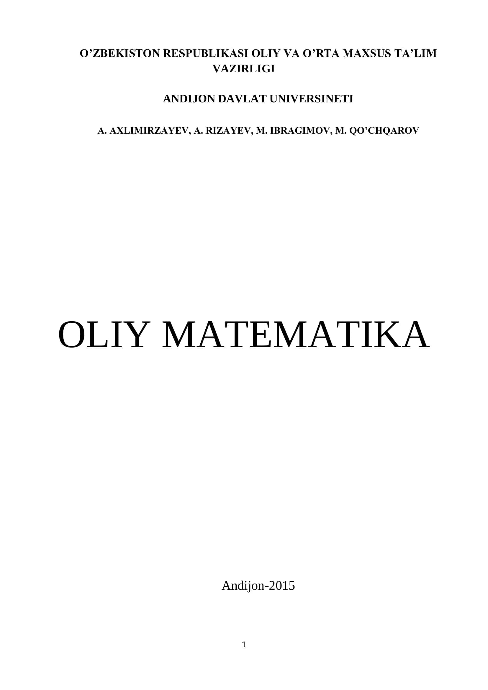 OLIY MATEMATIKA 1